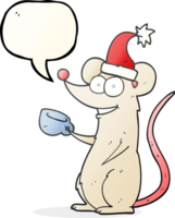 speech bubble cartoon mouse wearing christmas hat png