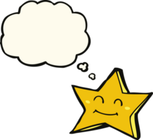 cartoon happy star character with thought bubble png