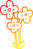 dibujo de línea de gradiente cálido ramo de flores de dibujos animados png