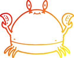 ligne de gradient chaud dessinant un crabe de dessin animé png