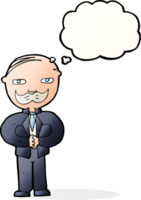 Cartoon alter Mann mit Schnurrbart mit Gedankenblase png