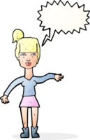 cartoon woman making dismissive gesture with thought bubble png