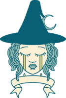 crying human witch with banner illustration png