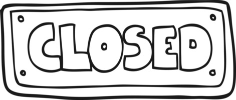 black and white cartoon closed shop sign png