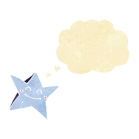 cartoon happy star character with thought bubble png