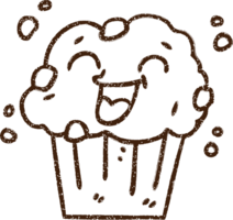 feliz muffin dibujo al carboncillo png