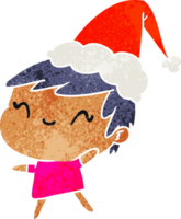 christmas retro cartoon of kawaii girl png