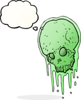 cartoon slimy skull with thought bubble png