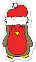 sticker of a cartoon christmas robin png