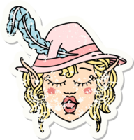 elf bard karakter gezicht grunge sticker png