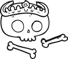 svart och vit tecknad serie skalle bär tiara png