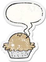 cartoon pie and speech bubble distressed sticker png