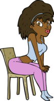 femme de bande dessinée posant sur une chaise png