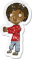 retro noodlijdende sticker van een cartoon gelukkige jongen png