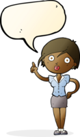 cartoon pretty woman with idea with speech bubble png