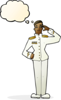 Cartoon-Militärmann in Ausgehuniform mit Gedankenblase png