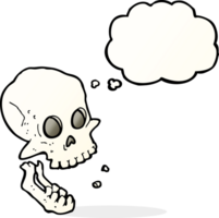 cartoon laughing skull with thought bubble png