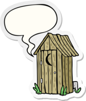 cartoon traditional outdoor toilet and crescent moon window and speech bubble sticker png