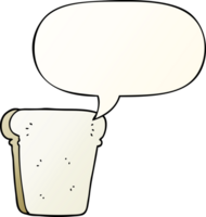 cartoon slice of bread and speech bubble in smooth gradient style png