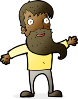cartoon man with beard waving png