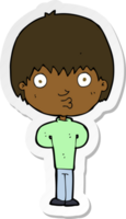 sticker of a cartoon whistling boy png