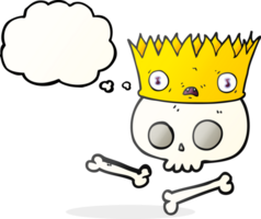 thought bubble cartoon magic crown on old skull png