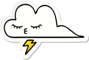 sticker of a cute cartoon thunder cloud png