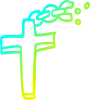 ligne de gradient froid dessinant un crucifix de dessin animé sur la chaîne png