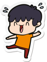 sticker of a cartoon laughing boy png