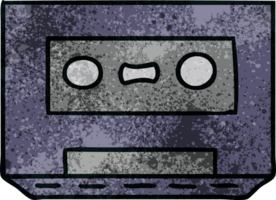 doodle de desenho texturizado de uma fita cassete retrô png