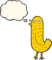 funny cartoon bird with thought bubble png