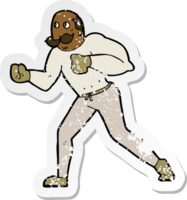 retro distressed sticker of a cartoon retro boxer man png