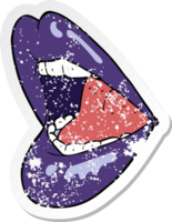 retro distressed sticker of a cartoon open mouth png