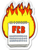 sticker of a cartoon calendar showing month of february png