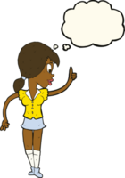 cartoon girl with idea with thought bubble png