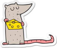 adesivo de um rato de desenho animado com queijo png