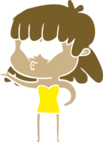 flat color style cartoon whistling girl png