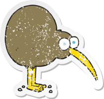 retro distressed sticker of a cartoon kiwi png