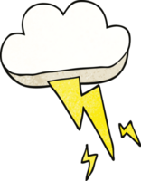 dessin animé doodle nuage d'orage et éclair png