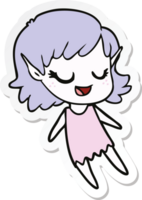 pegatina de una niña elfa feliz de dibujos animados png