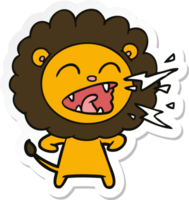 autocollant d'un lion rugissant de dessin animé png