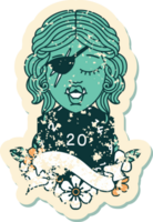 half orc rogue with natural twenty dice roll illustration png