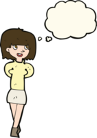 tecknad serie Lycklig kvinna med trodde bubbla png