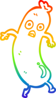 Salsiccia di cartone animato di disegno a tratteggio sfumato arcobaleno png