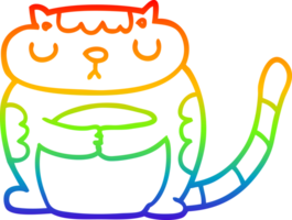rainbow gradient line drawing cute cartoon cat png