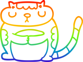 regenbooggradiënt lijntekening schattige cartoon kat png