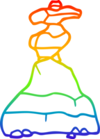 rainbow gradient line drawing cartoon of stacked stones png