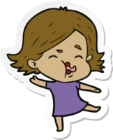 sticker of a cartoon girl pulling face png