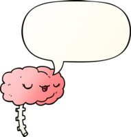 happy cartoon brain and speech bubble in smooth gradient style png