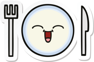 sticker of a cute cartoon dinner plate png